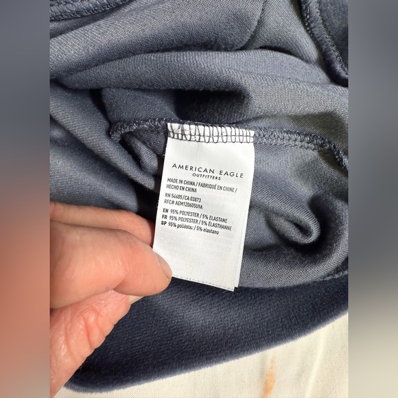 AMERICAN EAGLE OUTFITTERS Gray/blue soft velour hoodie sweatshirt size S - Picture 9 of 13